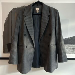 h&m wool pinstripe blazer coat